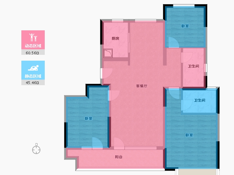 山东省-济南市-中海玖嶺南山-93.83-户型库-动静分区