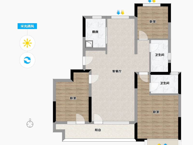 山东省-济南市-中海玖嶺南山-93.83-户型库-采光通风