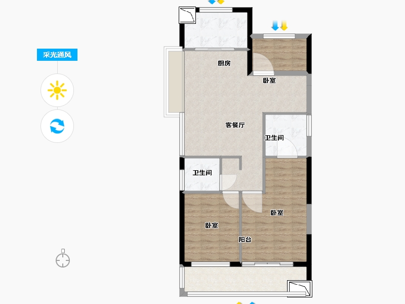 浙江省-绍兴市-海湾新城-88.01-户型库-采光通风