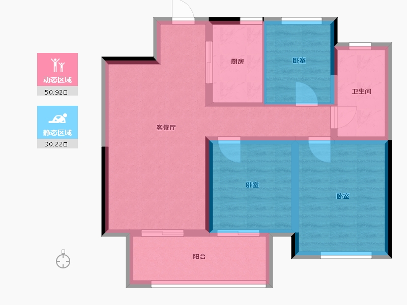 河南省-郑州市-永威双鹤湖畔-72.01-户型库-动静分区