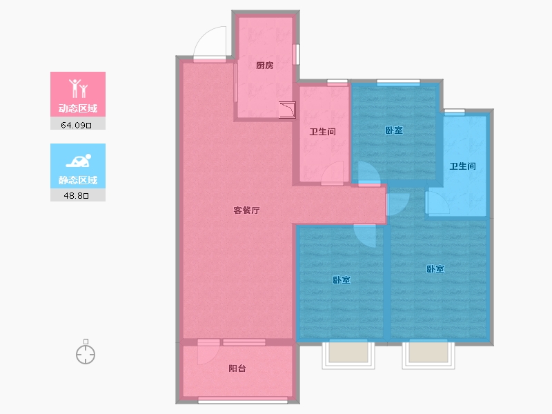 山东省-烟台市-烟台华润中心商住-101.00-户型库-动静分区