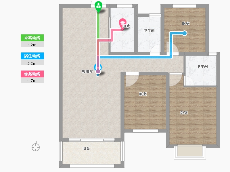 山东省-菏泽市-恒正·福门里-102.00-户型库-动静线