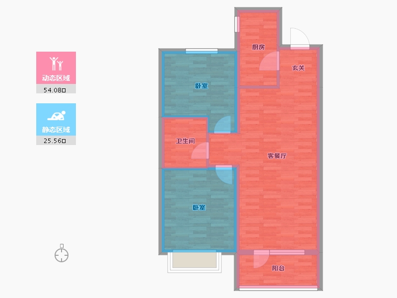 山东省-青岛市-海尔产城创世纪公馆-71.38-户型库-动静分区