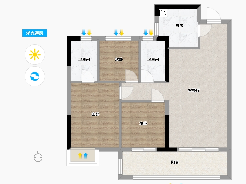 福建省-福州市-中发·海悦天澜-71.29-户型库-采光通风