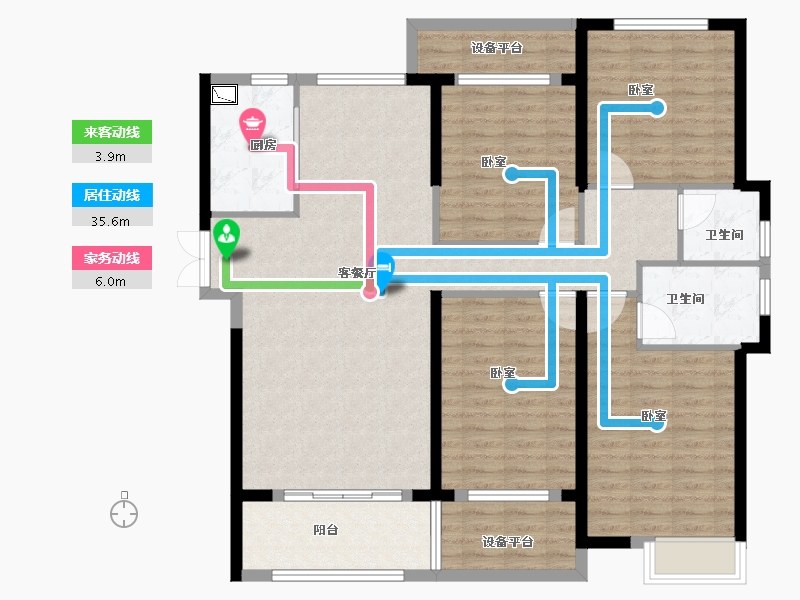 山东省-菏泽市-龙翔中央檀府-130.00-户型库-动静线