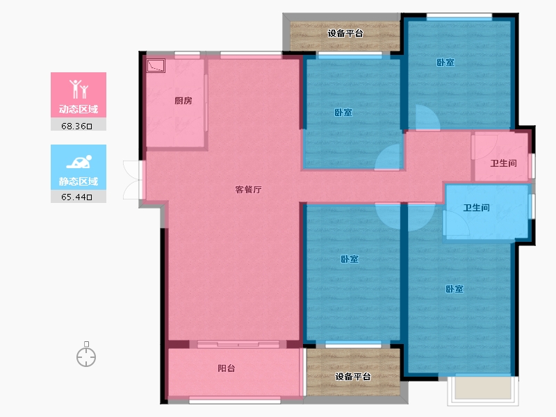 山东省-菏泽市-龙翔中央檀府-130.00-户型库-动静分区