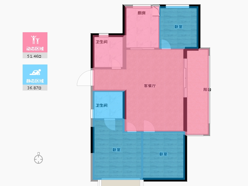 浙江省-绍兴市-海湾新城-80.00-户型库-动静分区