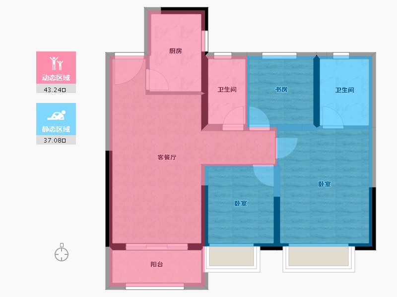 山东省-德州市-平原壹号院-71.28-户型库-动静分区