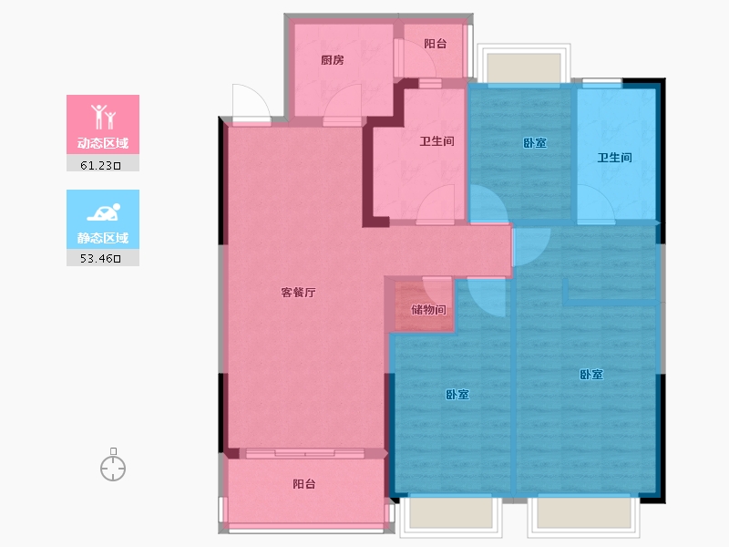 河南省-安阳市-林州恒大悦府-103.59-户型库-动静分区