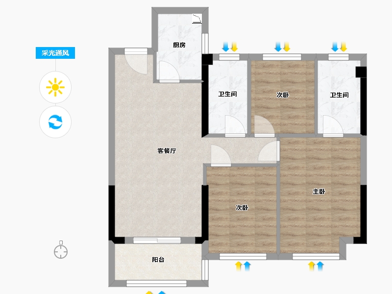 福建省-福州市-金辉优步悦山-71.01-户型库-采光通风