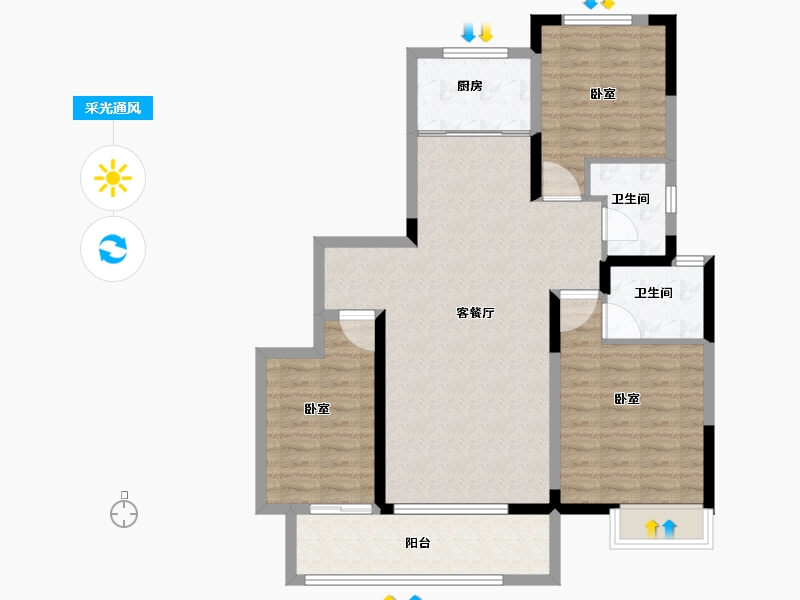 河南省-郑州市-昌建翡翠苑-96.00-户型库-采光通风