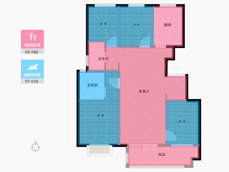 山东省-烟台市-鲁商公馆-111.01-户型库-动静分区