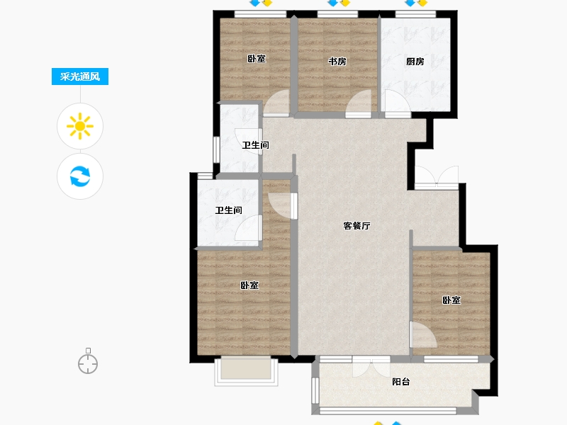 山东省-烟台市-鲁商公馆-111.01-户型库-采光通风