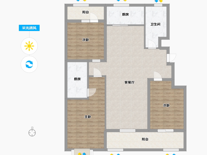 山东省-潍坊市-滨海福地世家-114.00-户型库-采光通风