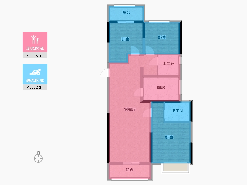 河南省-郑州市-康桥香蔓郡-87.01-户型库-动静分区