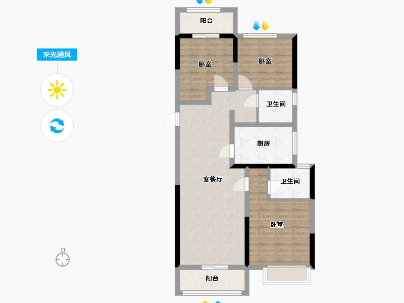 河南省-郑州市-康桥香蔓郡-87.01-户型库-采光通风