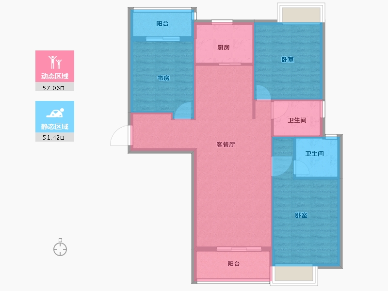 河南省-郑州市-香江龙湾-98.86-户型库-动静分区