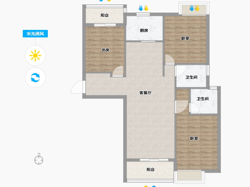 河南省-郑州市-香江龙湾-98.86-户型库-采光通风