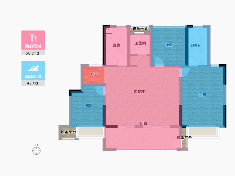 江苏省-常州市-港龙大发龙悦府-92.79-户型库-动静分区