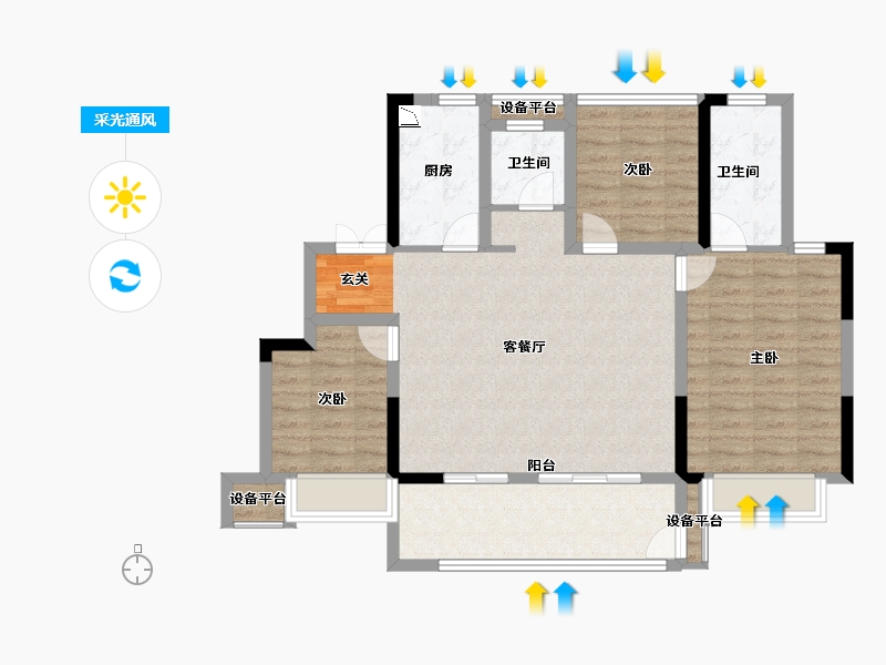 江苏省-常州市-港龙大发龙悦府-92.79-户型库-采光通风