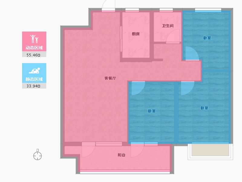 山东省-烟台市-鲁商公馆-80.00-户型库-动静分区