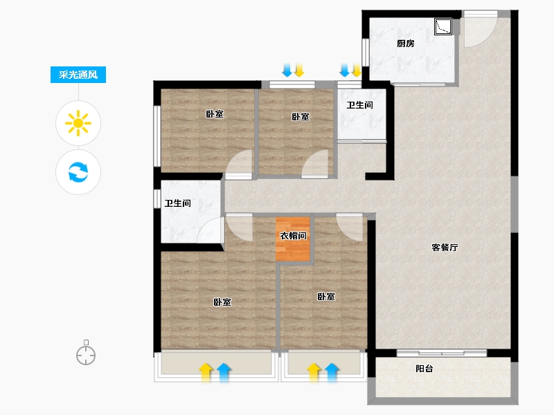 山东省-菏泽市-菏泽碧桂园天汇-116.00-户型库-采光通风