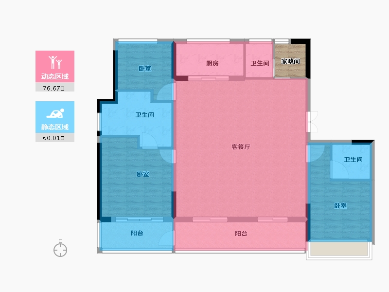 河南省-郑州市-鸿园MOON VILLA-128.01-户型库-动静分区