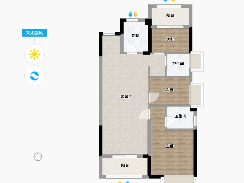 福建省-福州市-乌山府-73.00-户型库-采光通风