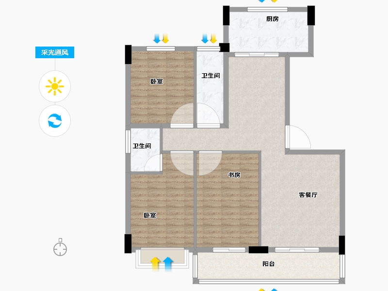 河南省-洛阳市-海景花园-114.42-户型库-采光通风