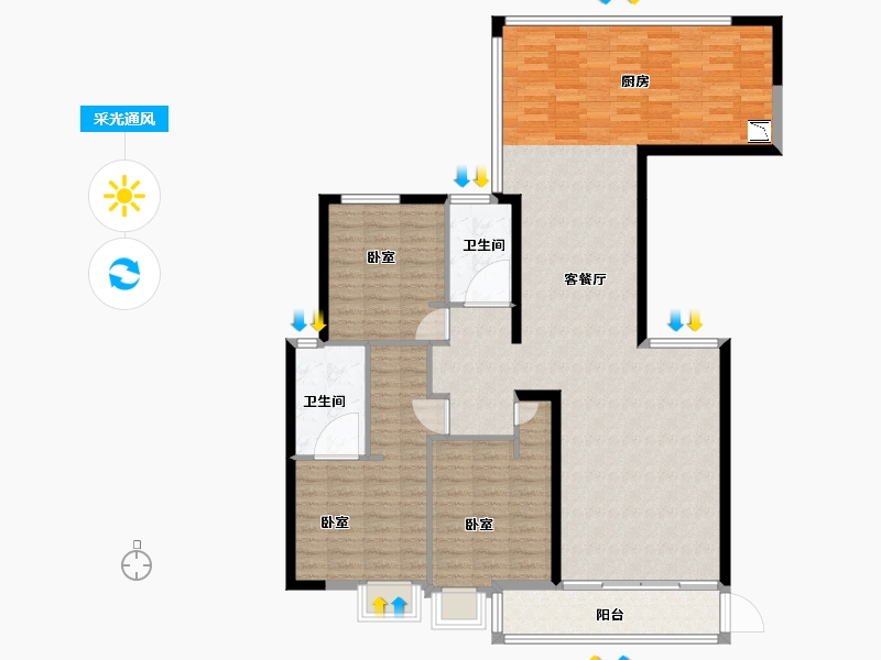 河南省-洛阳市-美景嘉园-131.00-户型库-采光通风