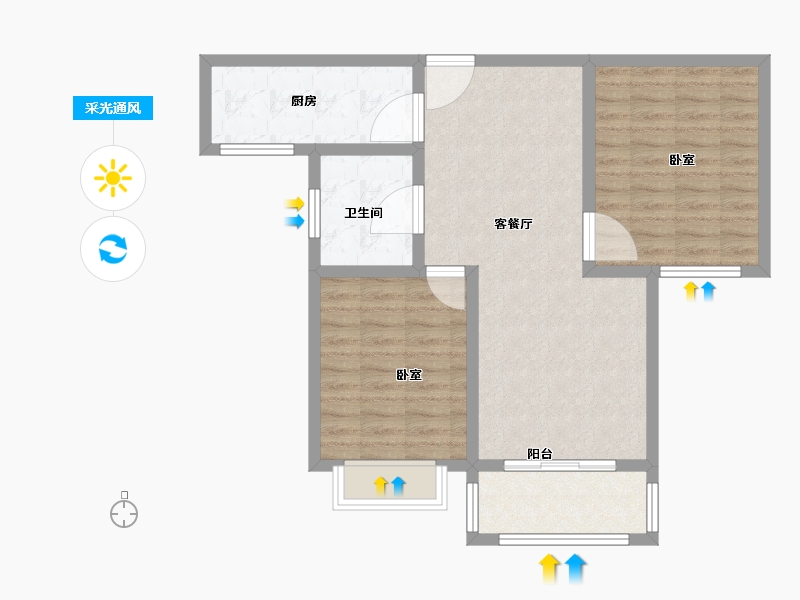 河南省-洛阳市-滨河御景苑-75.06-户型库-采光通风