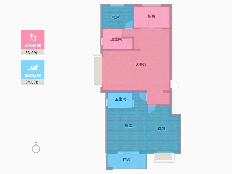 山东省-烟台市-观云山-95.00-户型库-动静分区