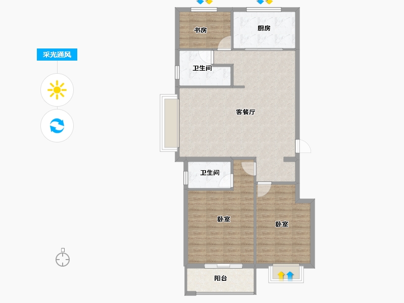 山东省-烟台市-观云山-95.00-户型库-采光通风