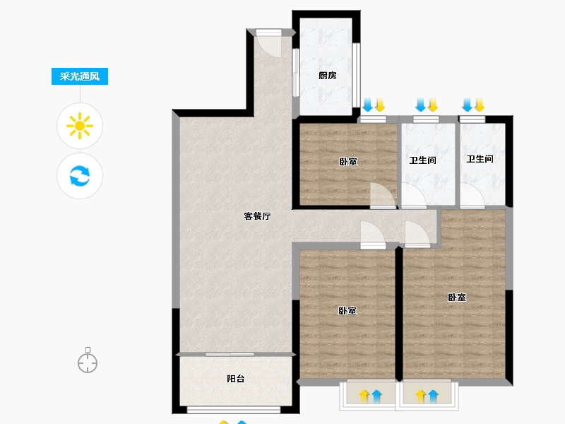 河南省-洛阳市-东展怡和园-102.00-户型库-采光通风