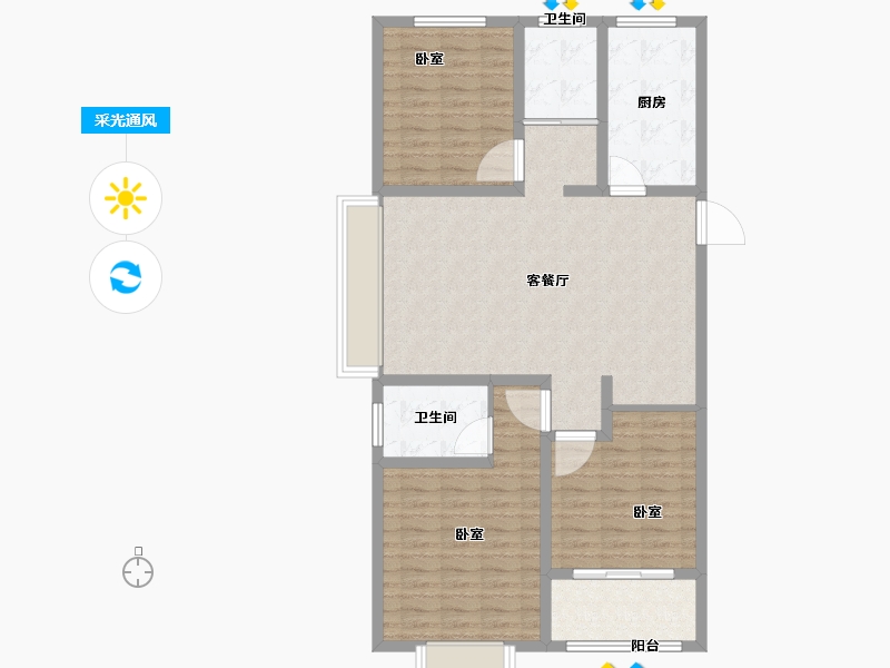 山东省-聊城市-锦绣翡翠城-101.99-户型库-采光通风