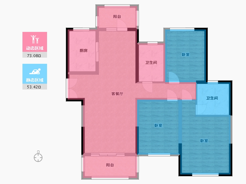 河南省-洛阳市-宜阳建业森林半岛-113.14-户型库-动静分区