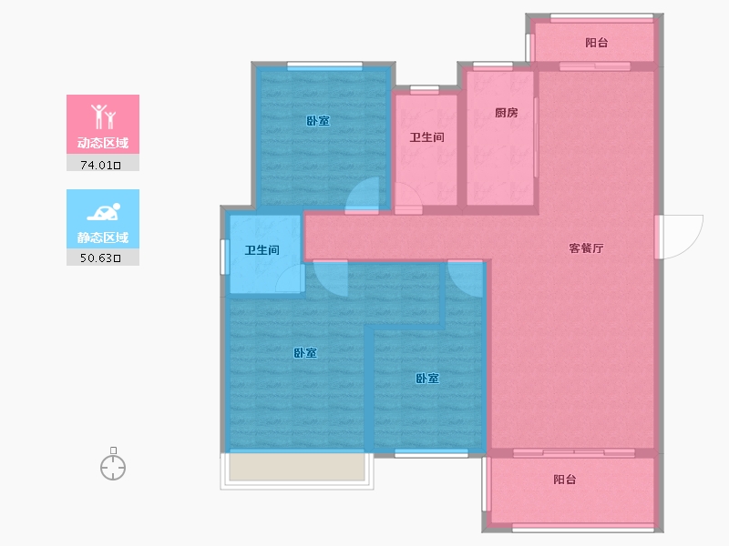 山东省-菏泽市-恒正·福门里-112.28-户型库-动静分区