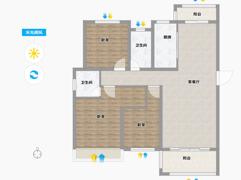 山东省-菏泽市-恒正·福门里-112.28-户型库-采光通风