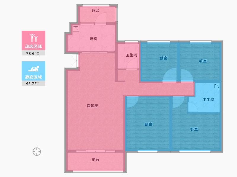 河南省-郑州市-名门翠园-129.65-户型库-动静分区