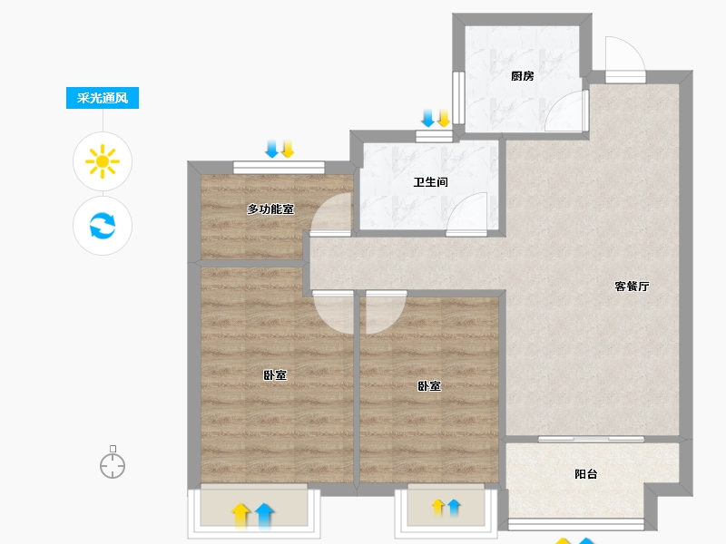 浙江省-嘉兴市-春风江南-67.99-户型库-采光通风