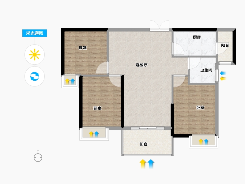 河南省-洛阳市-美景嘉园-90.00-户型库-采光通风