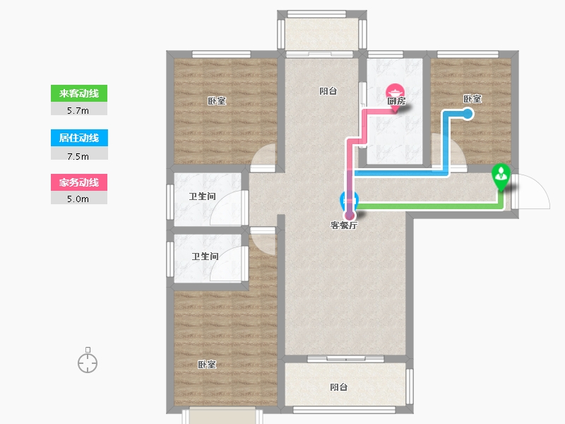 河南省-洛阳市-滨河御景苑-106.30-户型库-动静线