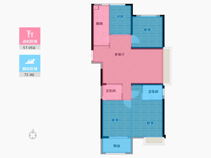 山东省-菏泽市-龙翔中央檀府-117.97-户型库-动静分区