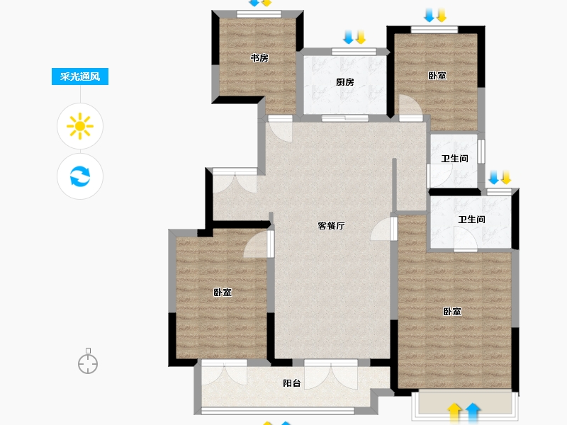 山东省-聊城市-民生金科·集美壹品-114.00-户型库-采光通风