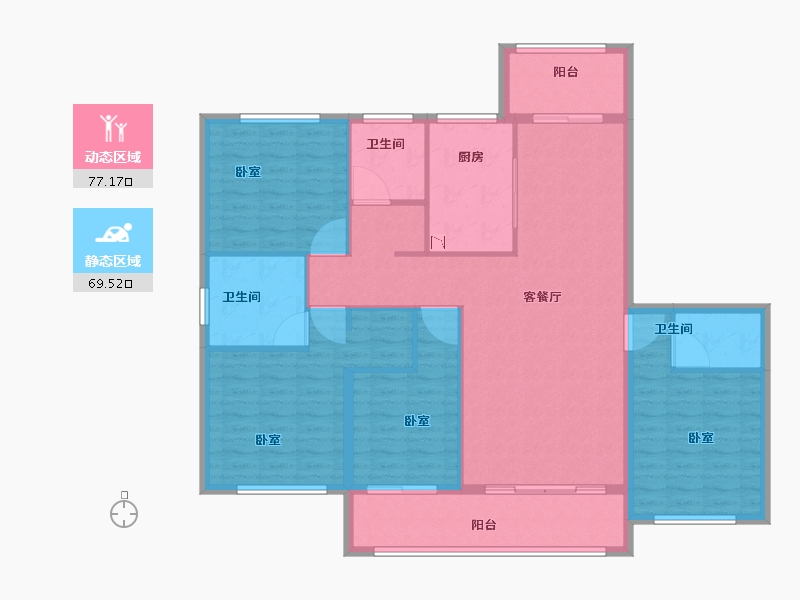 河南省-洛阳市-名门半山溪谷-133.41-户型库-动静分区