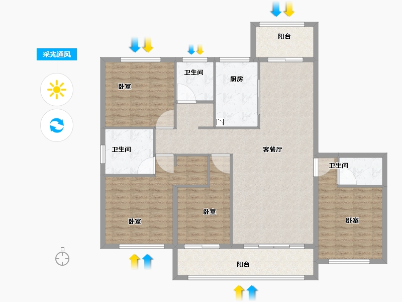 河南省-洛阳市-名门半山溪谷-133.41-户型库-采光通风