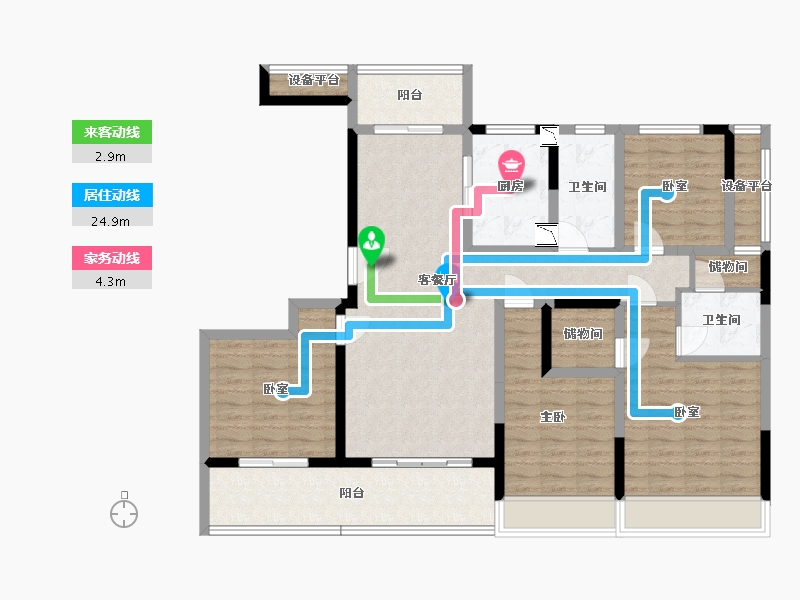 浙江省-绍兴市-武地融创滨湖湾-120.80-户型库-动静线