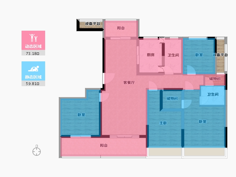 浙江省-绍兴市-武地融创滨湖湾-120.80-户型库-动静分区