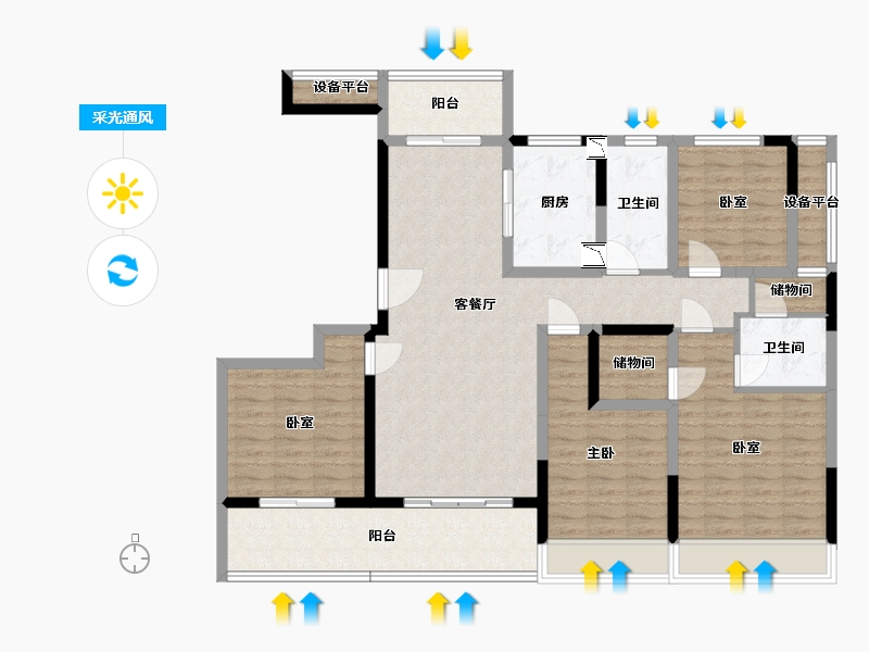 浙江省-绍兴市-武地融创滨湖湾-120.80-户型库-采光通风