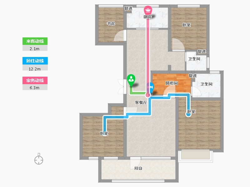 山东省-菏泽市-中璟珑璟湾-111.91-户型库-动静线